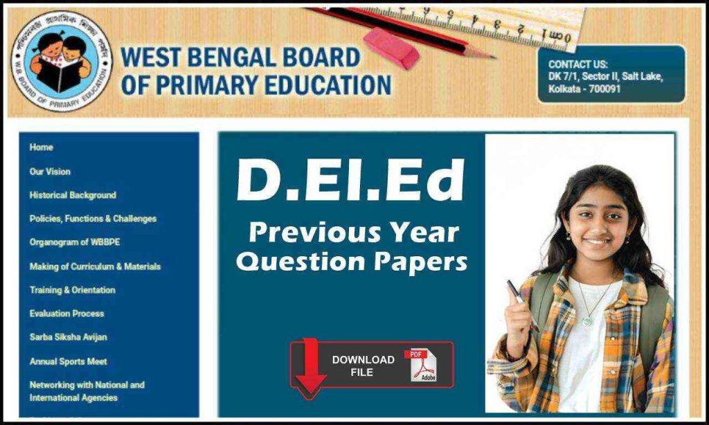 West Bengal DElEd Previous Year Question Papers PDF