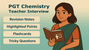 PGT Chemistry teacher interview questions with Indian female teacher and study buttons